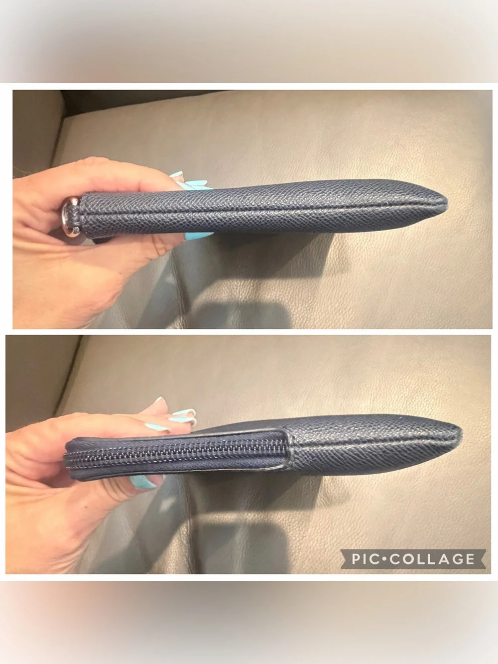 COACH Navy Leather Storybook Clutch/Pouch